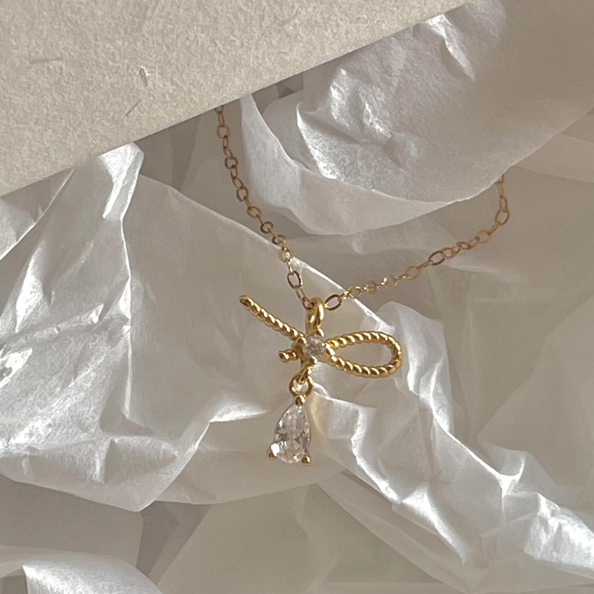 F廠-韓國韓版925純銀蝴蝶結鋯石項鍊氣質ins百搭小紅書項鍊「B1331」25.08-1