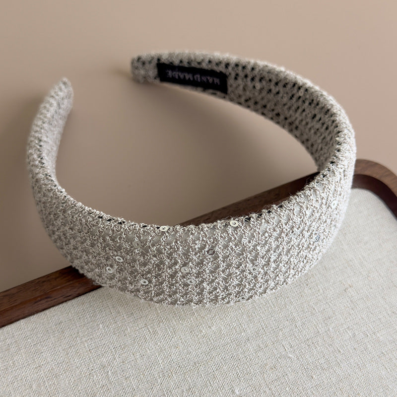 E廠-亮片編織網格髮箍高顱頂百搭頭箍高級感小香風頭箍髮飾新款女「27131」25.06-4