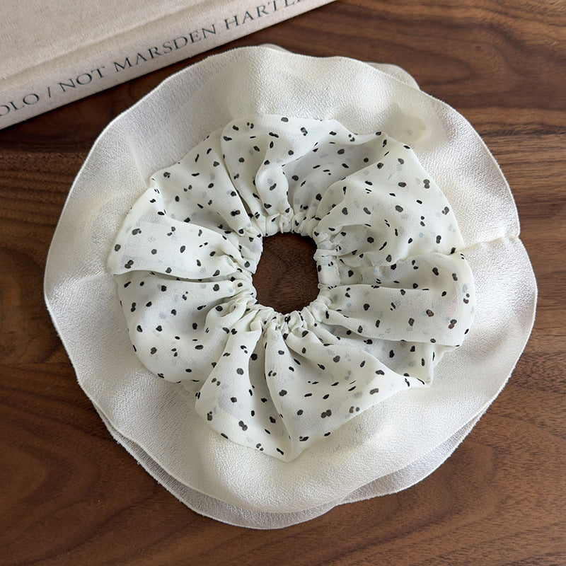 E廠-雪紡大腸髮圈超大號波點2025新款紮頭髮丸子頭高級感氣質頭花法式「27037」25.05-5