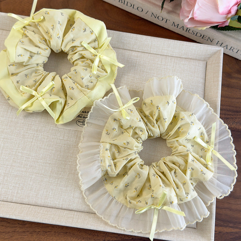E廠-夏田園風頭飾可愛甜美布藝花朵蝴蝶結點綴髮圈日常髮繩髮飾品女「26866」25.04-4