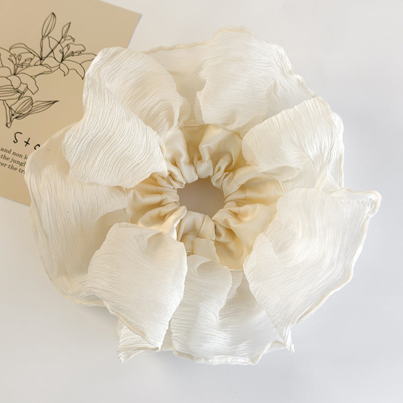 E廠-仙氣超大號花邊大腸髮圈2025新款頭繩髮繩頭花女高級感扎馬尾髮飾「26651」25.06-3