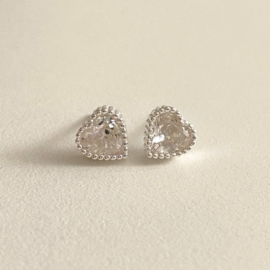 F廠-韓國韓版925純銀愛心鋯石耳釘簡約冷淡風氣質ins耳飾「C1241」25.09-1