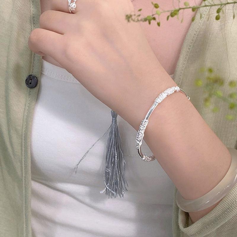 D廠-S999足銀繁花手鐲文藝氣質時尚設計感日常百搭小眾手飾批發「YC5473SL」24.08-1