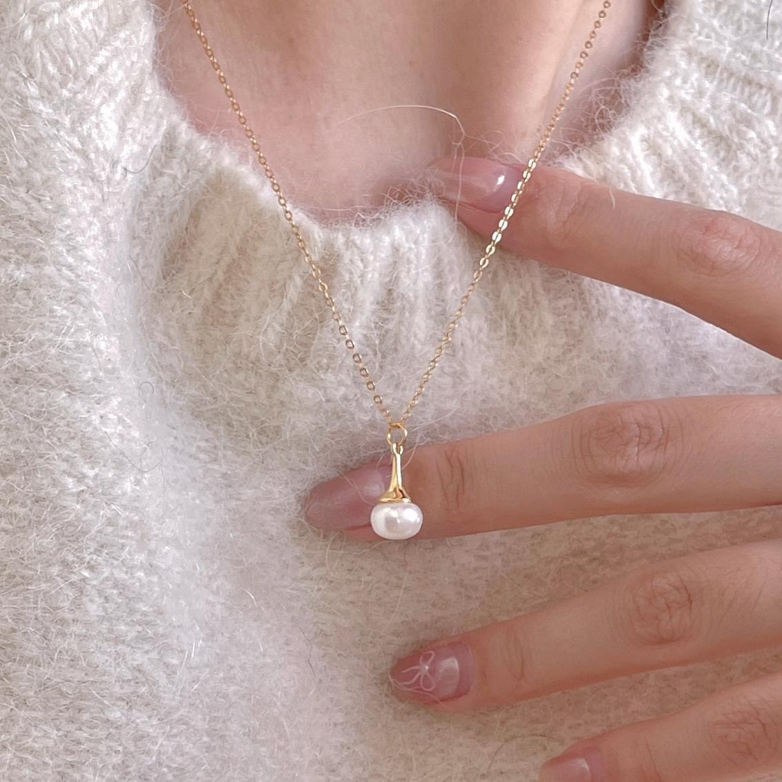 F廠-韓國韓版925純銀珍珠項鍊簡約氣質ins網紅小紅書項鍊「B1347」25.03-2