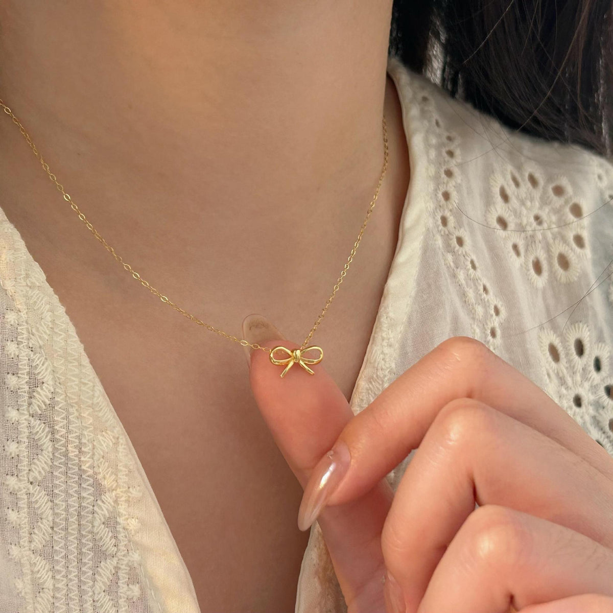 F廠-韓國韓版925純銀蝴蝶結項鍊簡約氣質ins網紅小紅書項鍊「B1315」25.08-1