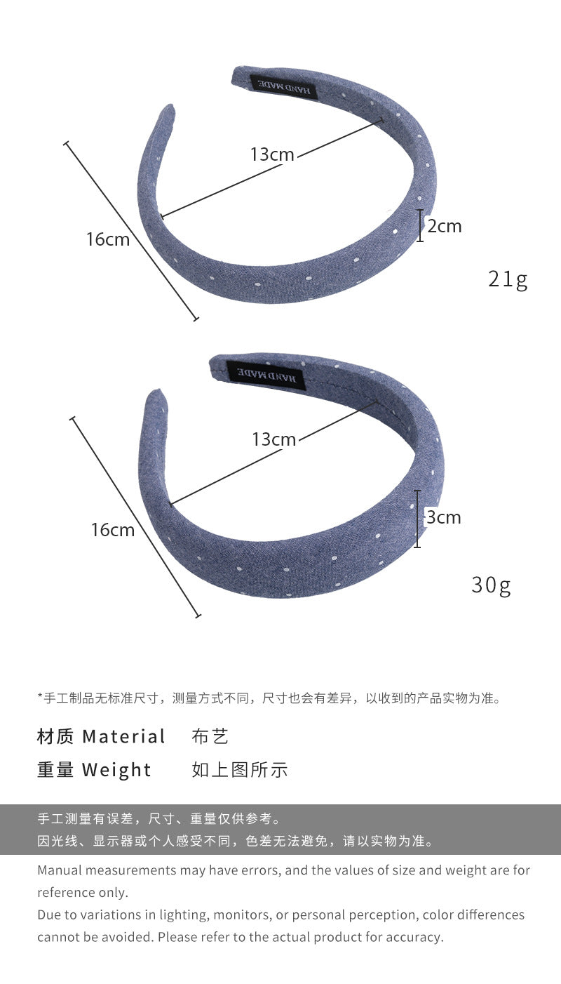 E廠-滿鑽牛仔布藝高顱頂髮箍女2025新款寬邊夏日頭箍髮卡外出百搭頭飾「26880」25.05-1