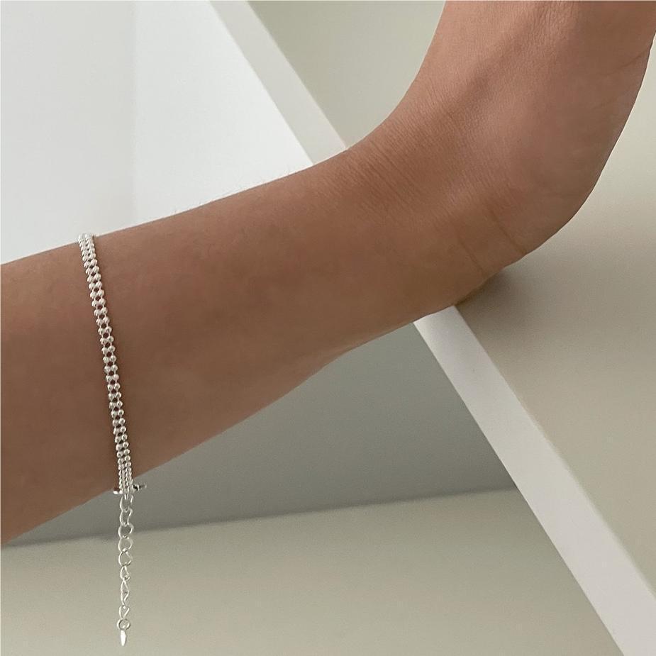 F廠-韓國韓版 S925純銀圓珠手鍊簡約幾何形細線條手鍊手飾「AF332」25.09-4