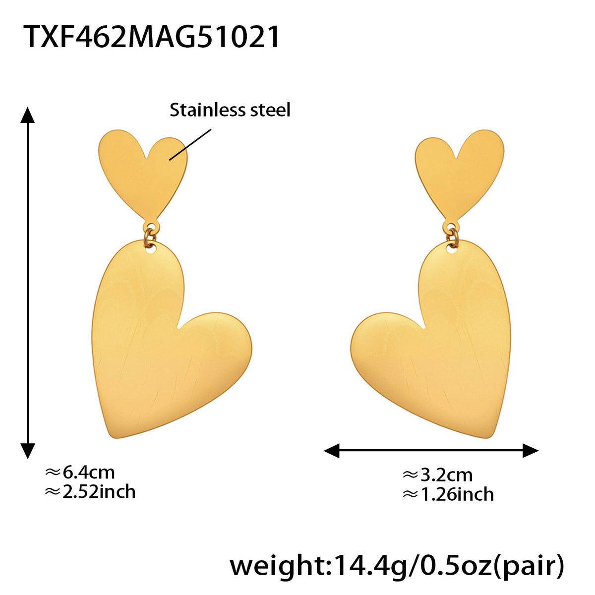 B廠-不鏽鋼大小愛心質感耳環戒指毛衣鏈跨境飾品套裝鍍18k真金「TXP462」25.10-5