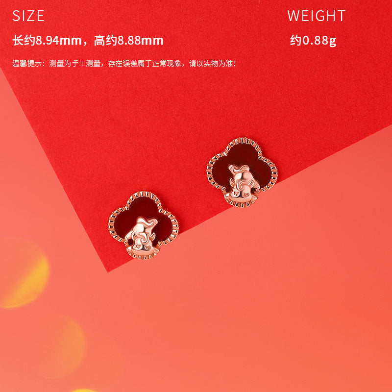 D廠-原創S925純銀馬到成功耳環本命年手鍊四葉草生肖馬項鍊批發「YC2693N_1 YC4913SL_1 YC9704E_1」25.10-5