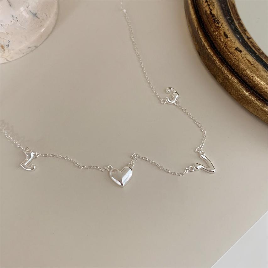 F廠-韓國韓版925純銀LOVE項鍊簡約氣質ins網紅小紅書項鍊「B1210」25.09-1