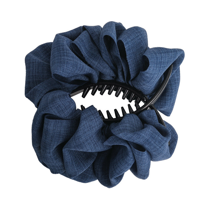 E廠-顯髮量神器!甜酷牛仔布藝褶皺泡泡蓬松丸子夾丸子頭神器馬尾夾女「27098」25.06-3