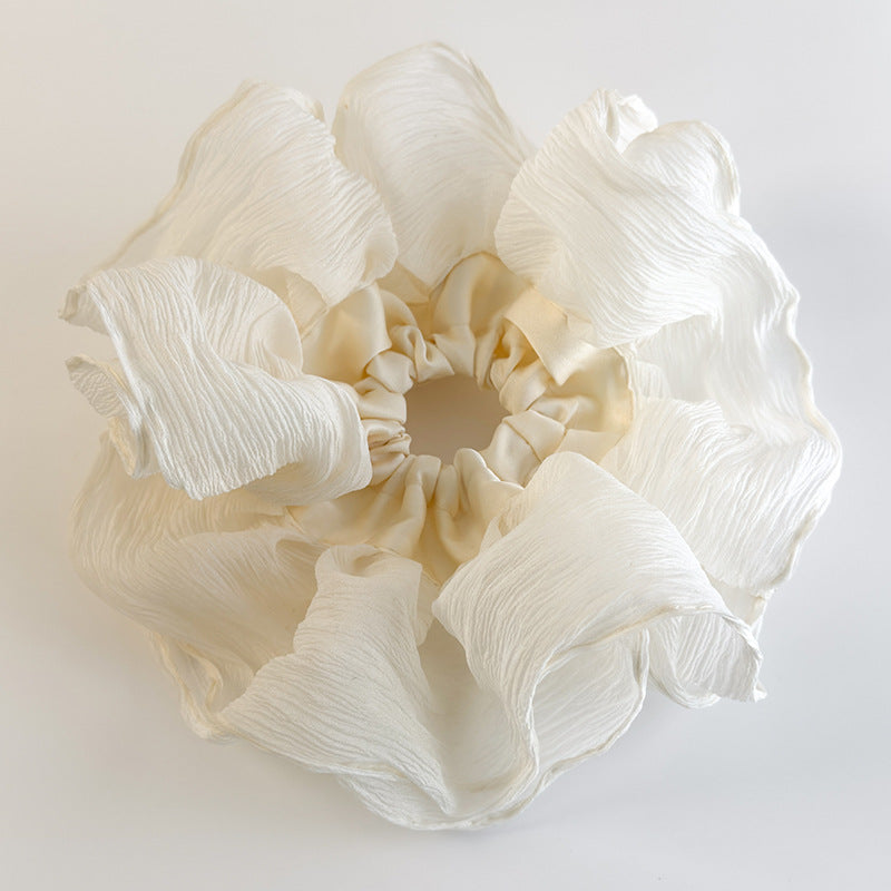 E廠-仙氣超大號花邊大腸髮圈2025新款頭繩髮繩頭花女高級感扎馬尾髮飾「26651」25.06-3