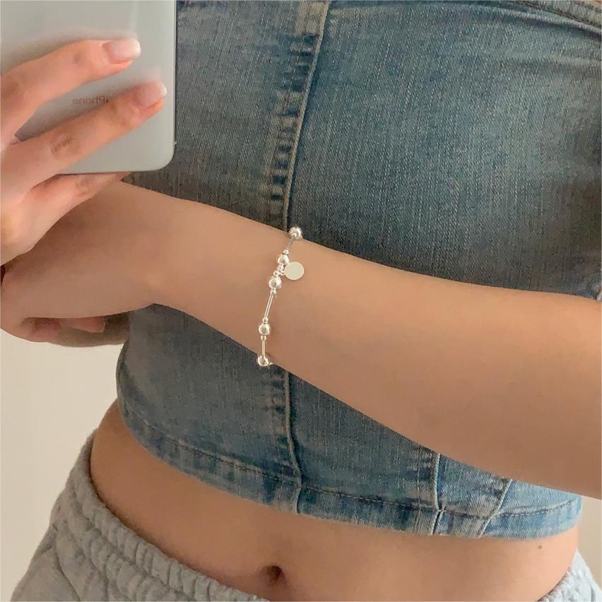 F廠-韓國韓版925純銀圓珠手鍊簡約幾何形細線條彈力手鍊手飾「A353」25.09-2