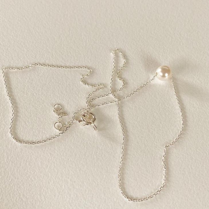 F廠-韓國韓版925純銀INS 小紅書珍珠米珠項鍊銀飾品簡約項鍊「B1080」25.04-4