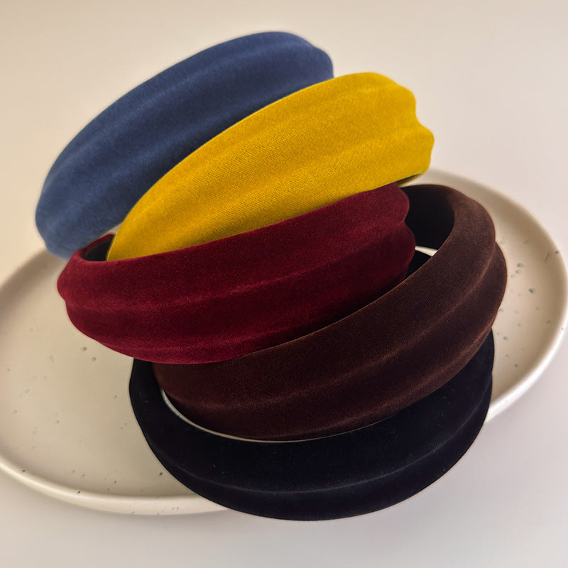 E廠-早秋高顱頂凹凸絲絨寬邊髮箍女2025新款高級感頭箍壓髮卡時尚百搭「27392」25.08-5