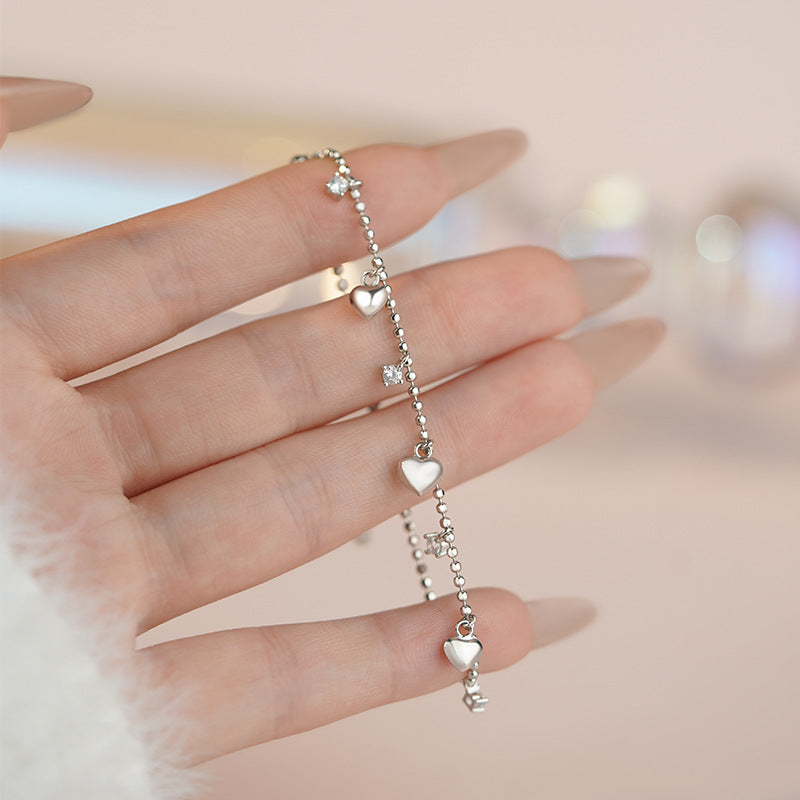 D廠-S925純銀愛心鋯石手鍊小眾韓風氣質文藝少女感清新手飾「YC4582SL_1」25.06-1