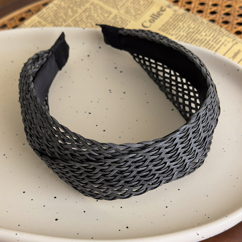E廠-法式波西米亞風草編交叉髮箍女森系復古寬邊個性壓髮頭箍髮捆髮飾「27031」25.05-5