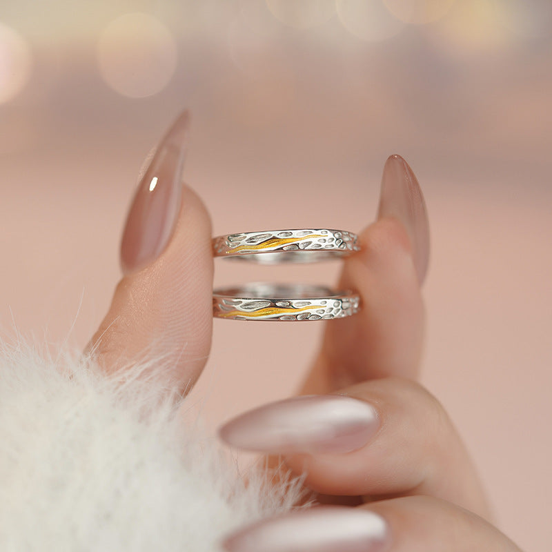 D廠-S999足銀肌理感情侶對戒小眾簡約質感幾何輕奢手飾「YC4842R_1」25.05-1