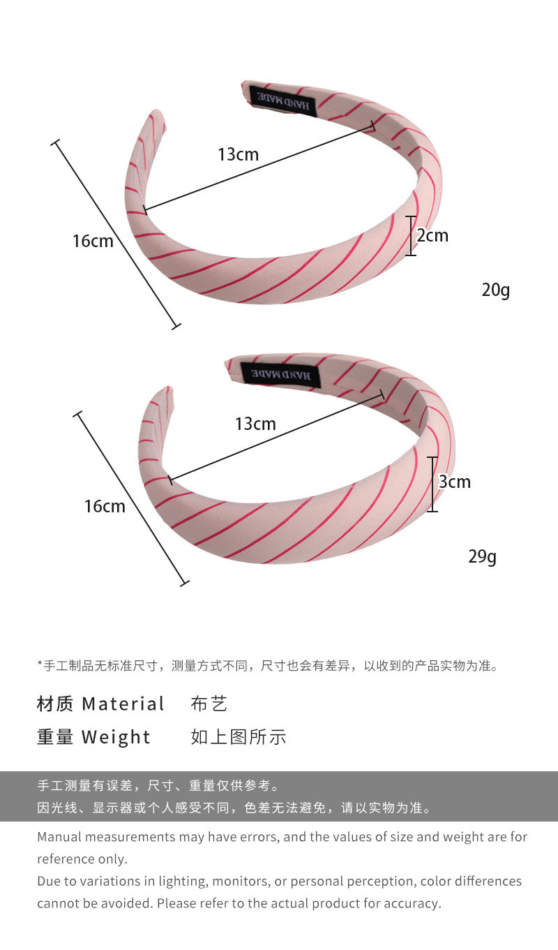 E廠-芭蕾粉~甜美紅色波點斜條紋海綿寬髮箍高級感頭箍氣質高顱頂髮卡「26884」25.05-1