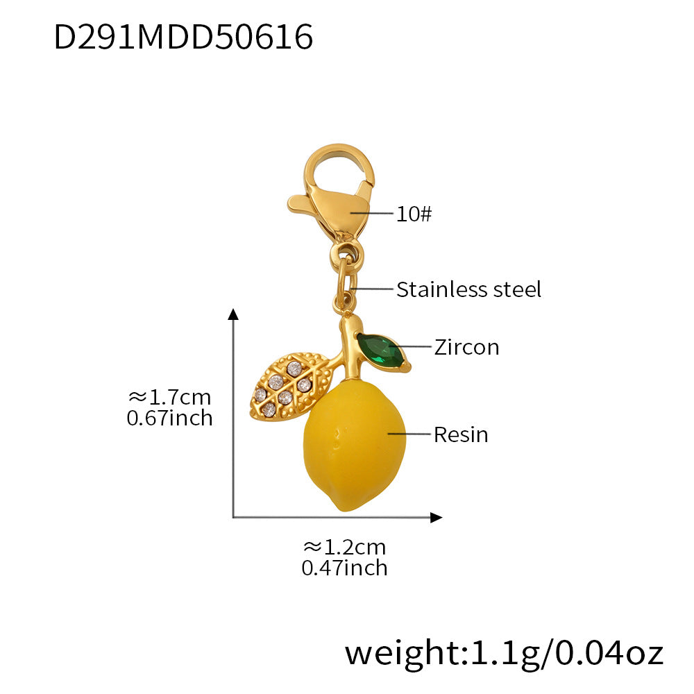 B廠-夏日小清新樹脂檸檬雛菊項鍊手工串珠高光貝珠水果掛墜頸鏈「TXP288」25.06-3