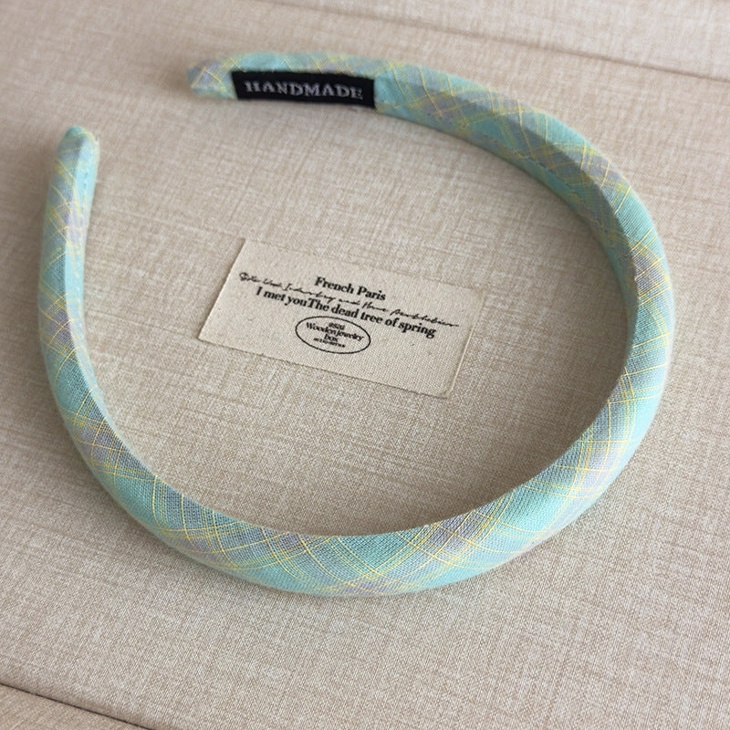 E廠-小清新甜美糖果色格紋細髮箍頭飾時尚氣質高顱頂窄邊頭箍髮卡女「27097」25.06-3