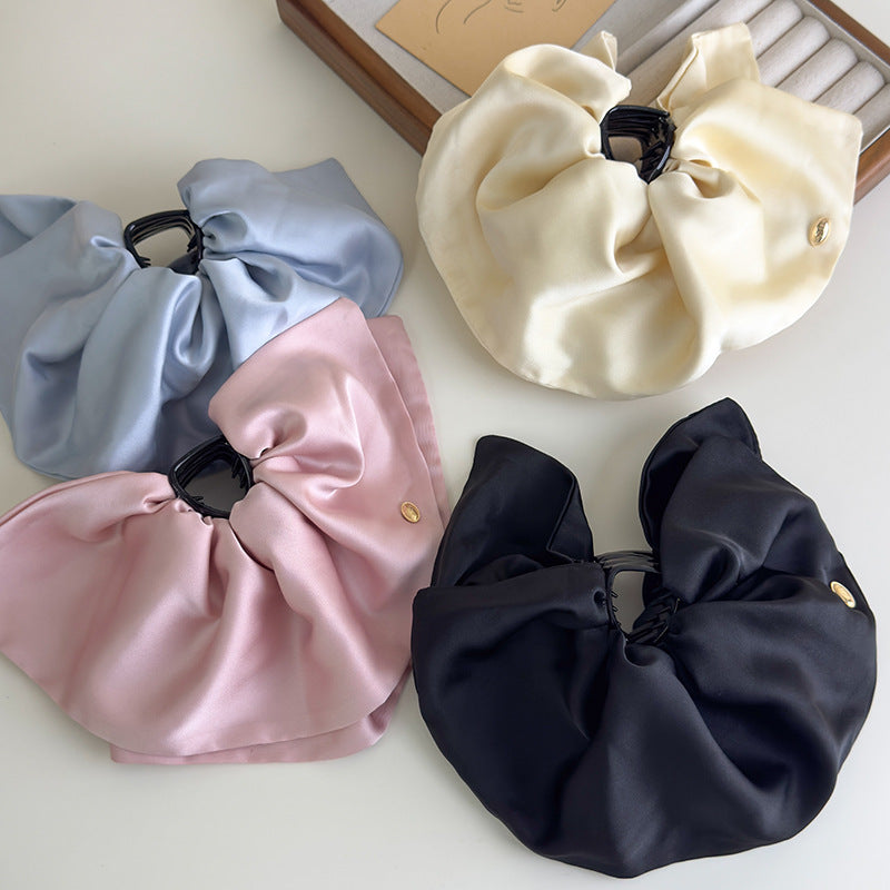 E廠-韓版重工裙擺抓夾後腦勺半扎髮鯊魚夾高級氣質顯髮量緞面髮夾髮卡「27069」25.06-2