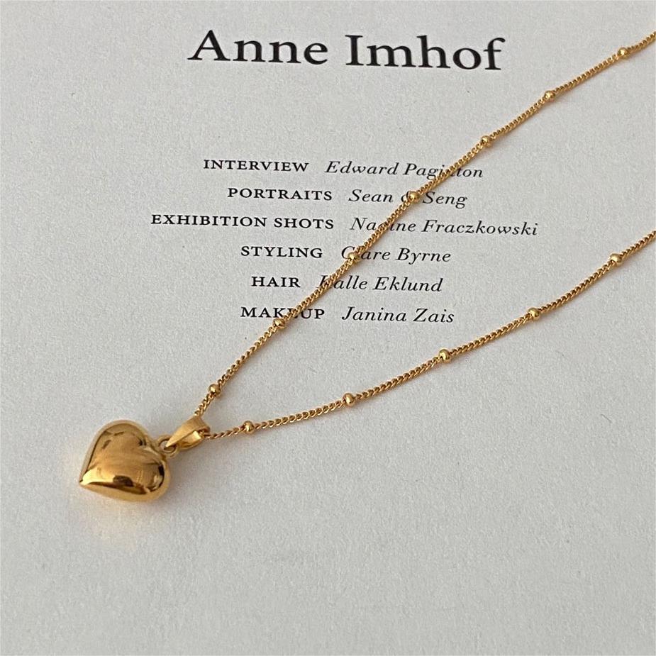 F廠-韓國韓版925純銀愛心珠珠項鍊簡約冷淡風INS小紅書項鍊「B1191」25.09-3