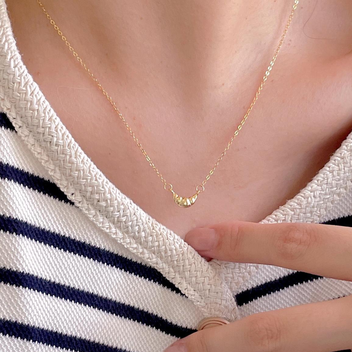 F廠-韓國韓版925純銀牛角包項鍊簡約冷淡風INS小紅書項鍊「B1324」25.06-2