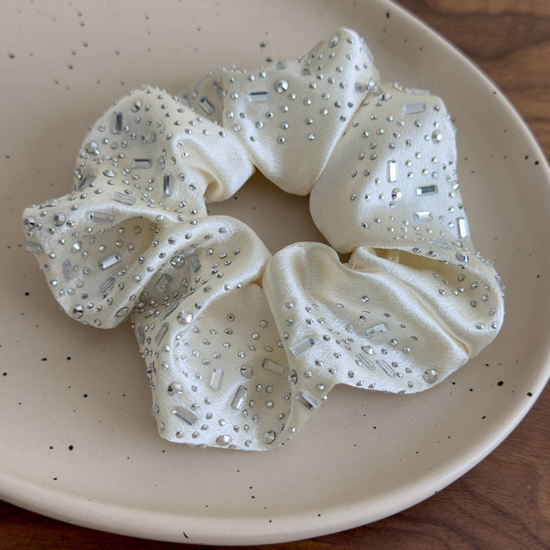 E廠-高級感水鑽大腸圈髮圈扎頭髮馬尾頭繩丸子頭皮筋寬邊水鑽髮箍髮飾「27061」25.06-2