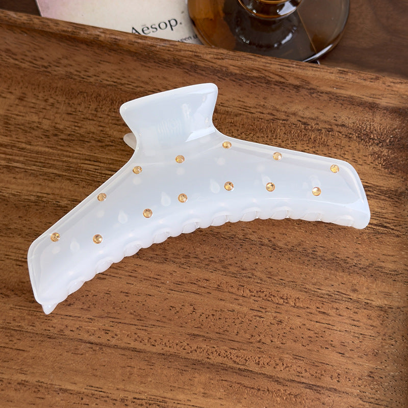 E廠-韓版髮飾頭飾氣質甜美清透感鑲鑽壓克力抓夾髮抓春夏彩色樹脂抓夾「27015」25.05-5