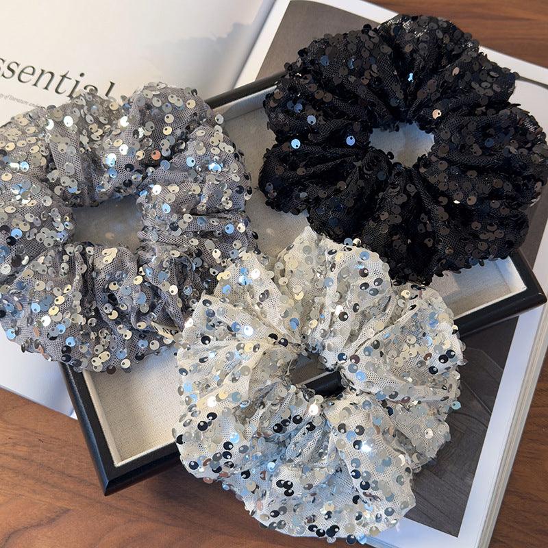 E廠-亮片大腸髮圈頭繩女高級感春夏髮繩綁頭髮女2025新款頭花髮飾頭飾「26732」25.03-4