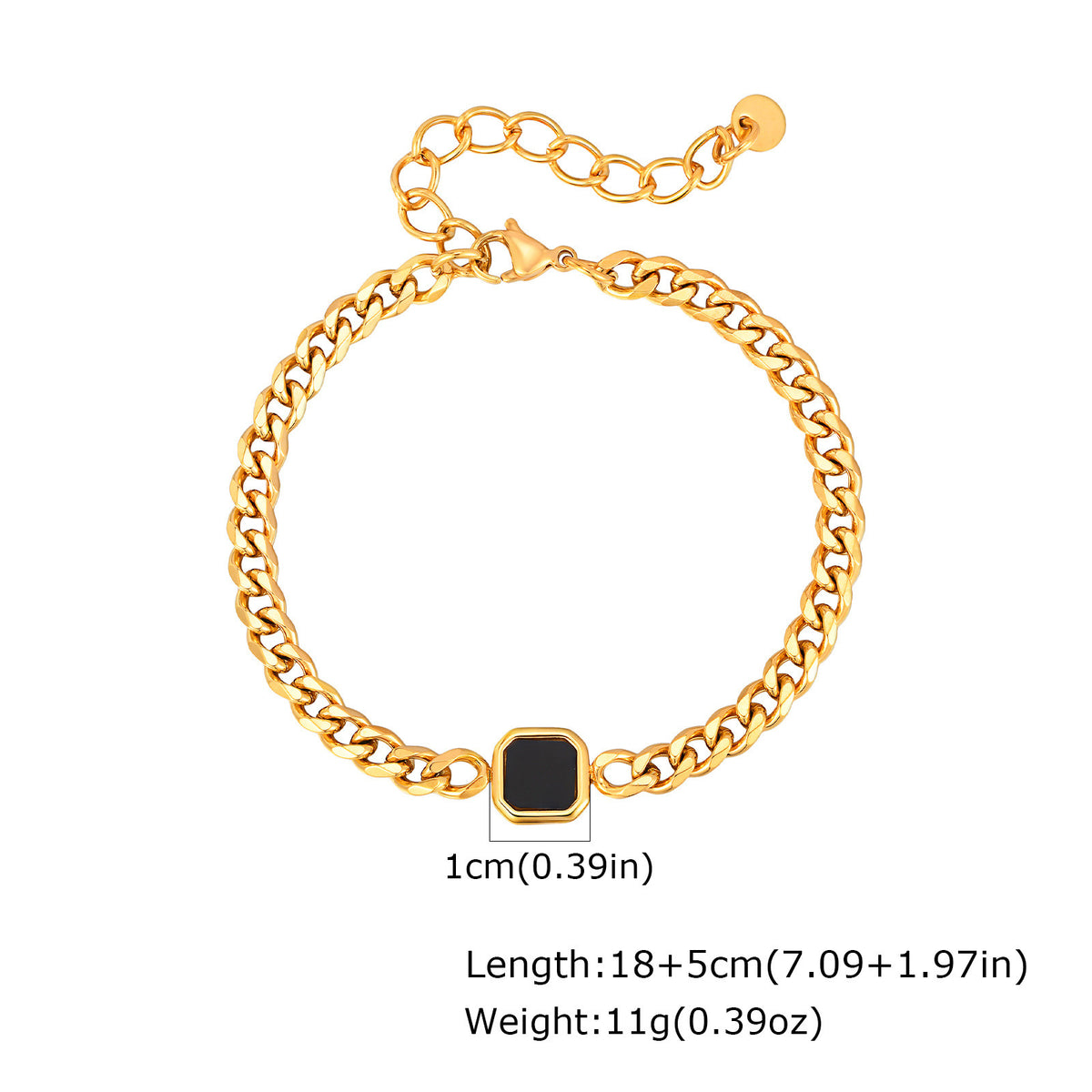 G廠-潮男ins嘻哈歐美不鏽鋼壓克力六面磨鏈手鍊金色「BR-2662」25.10-5