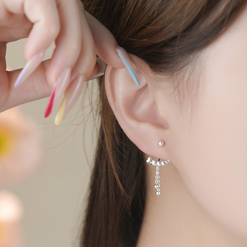 D廠-S999足銀愛心U型流蘇螺絲耳環甜美韓風氣質可愛小眾耳飾「YC7510E_1」25.07-4