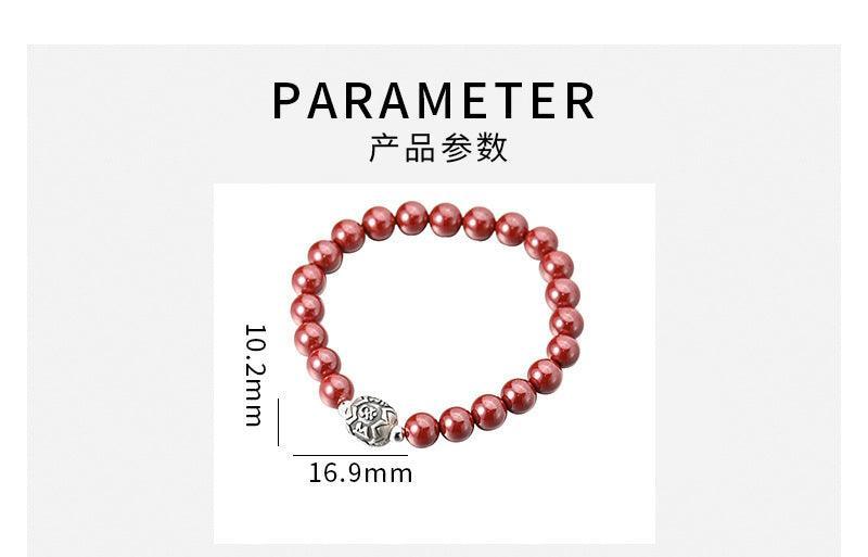 D廠-S999足銀復古做舊硃砂佛珠手鍊高級感新中式輕奢民族風手串「YC5230SL」24.01-2 - 安蘋飾品批發