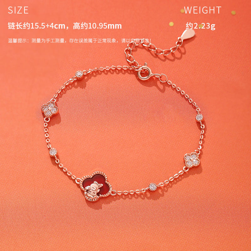 D廠-原創S925純銀馬到成功耳環本命年手鍊四葉草生肖馬項鍊批發「YC2693N_1 YC4913SL_1 YC9704E_1」25.10-5