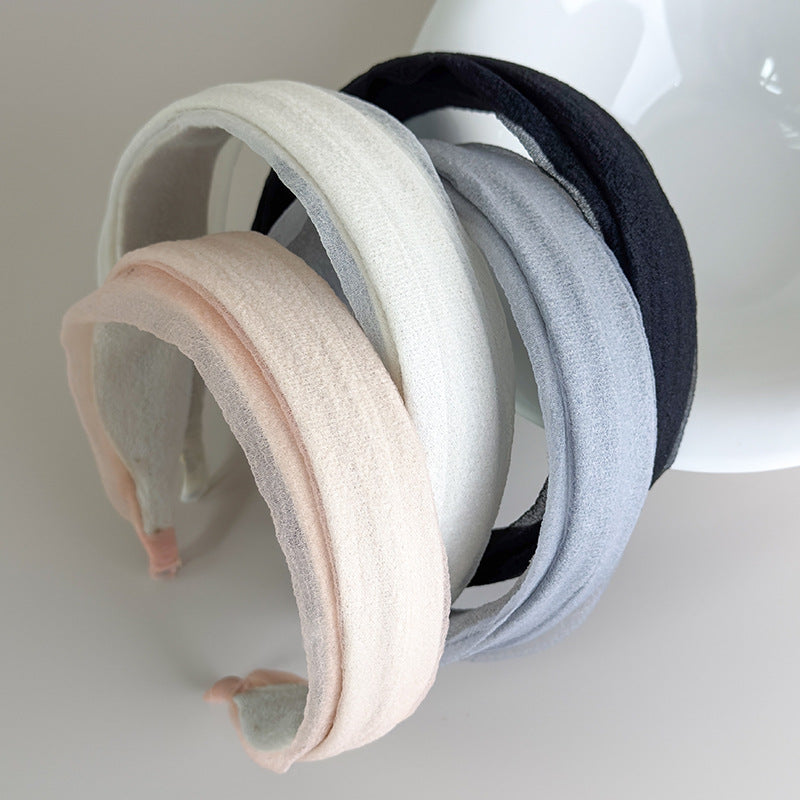 E廠-春夏氛圍感娟紗寬邊髮箍女日常外戴高顱頂洗臉頭箍布藝壓髮卡頭飾「27047」25.06-2