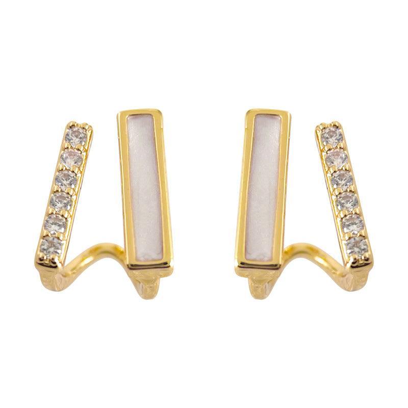 A廠-微鑲鋯石氣質幾何線條鍍14K創意設計輕奢高級感簡約耳環「3617」24.03-1 - 安蘋飾品批發