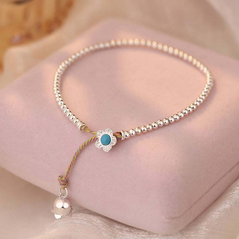 D廠-S925純銀淡雅藍色花鈴蘭花手鍊腳鍊套裝氣質文藝溫柔飾品「YC5512SL」25.05-1