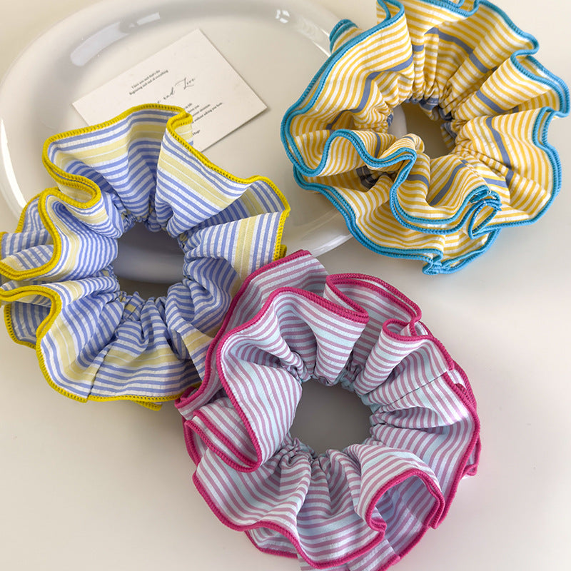 E廠-韓系多巴胺風格彩色多層條紋大腸髮圈頭繩時髦馬尾丸子頭髮繩新款「26919」25.05-3