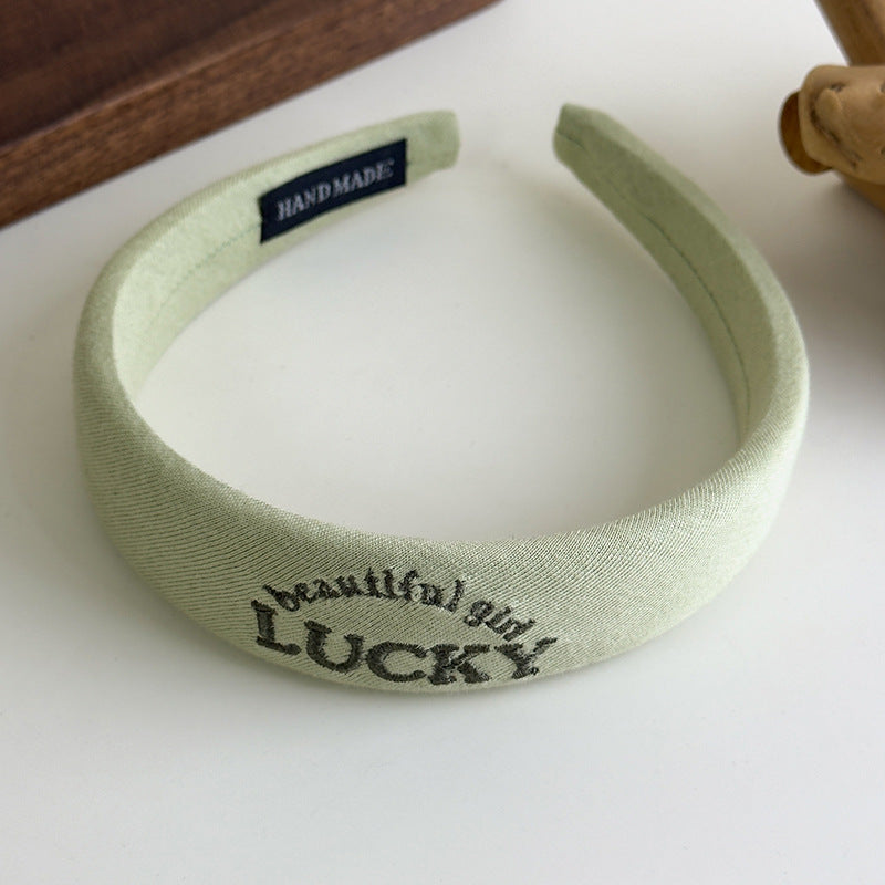 E廠-韓國網紅同款髮箍女布藝高顱頂刺繡字母髮箍髮卡百搭簡約頭箍髮飾「27082」25.06-3