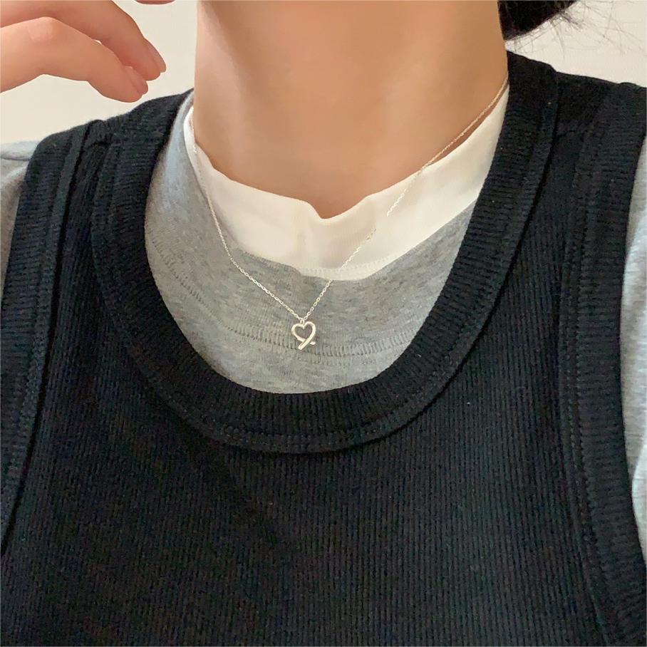 F廠-韓國韓版925純銀愛心珍珠項鍊簡約氣質ins小紅書項鍊「B1291」25.05-2