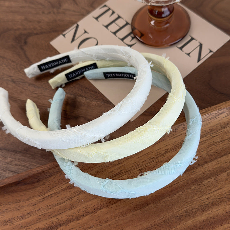 E廠-簡約糖果色百搭髮卡頭箍彩色網紗條紋布藝髮箍網紅壓髮髮卡飾品女「26873A」25.05-1