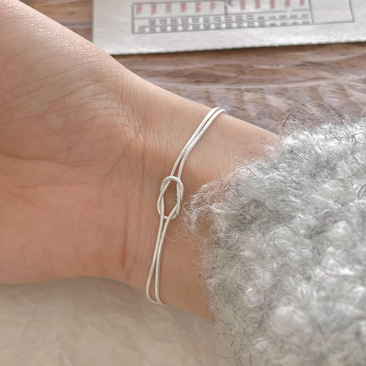 F廠-韓國韓國 S925純銀打結蛇骨手鍊簡約INS小紅書幾何手鍊「A390」25.04-3