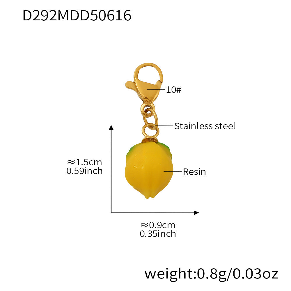 B廠-夏日小清新樹脂檸檬雛菊項鍊手工串珠高光貝珠水果掛墜頸鏈「TXP288」25.06-3
