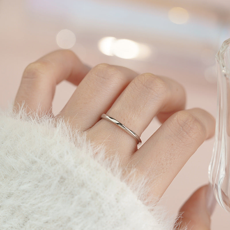 D廠-S999足銀S925純銀光面釘砂戒指簡約幾何高級小眾情侶對戒「YC4443R_1」25.04-4