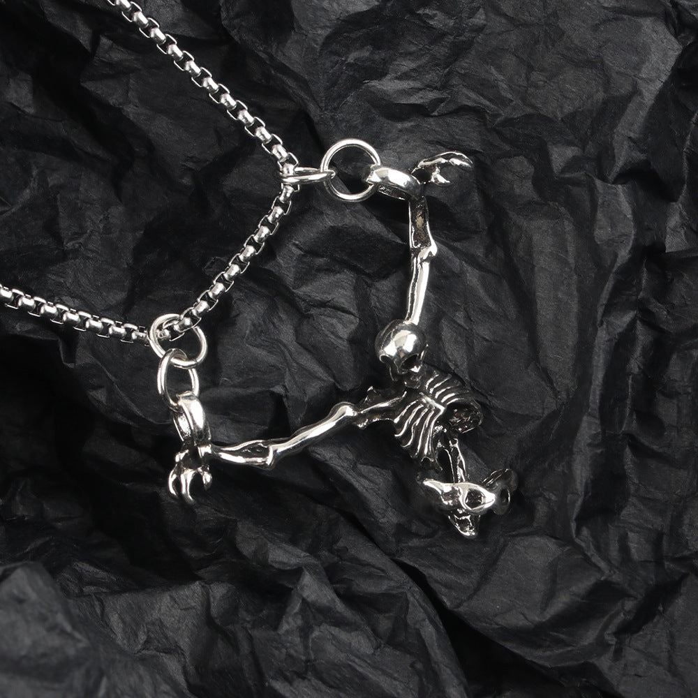 G廠-萬聖節骷髏頭項鍊男潮個性哥特風復古鎖骨鏈時尚創意感搞怪吊墜「X1162」25.09-4