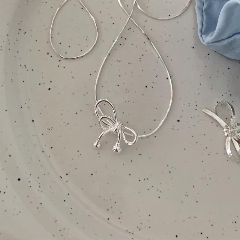 F廠-韓國韓版925純銀蝴蝶結項鍊簡約網紅小紅書氣質甜美項鍊「B1178」25.05-5