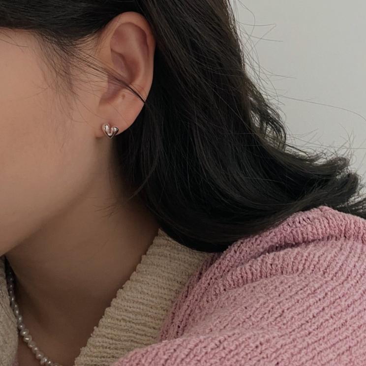 F廠-韓國韓版 925純銀愛心耳釘耳環女日韓國簡約氣質耳飾「C1027」25.07-3
