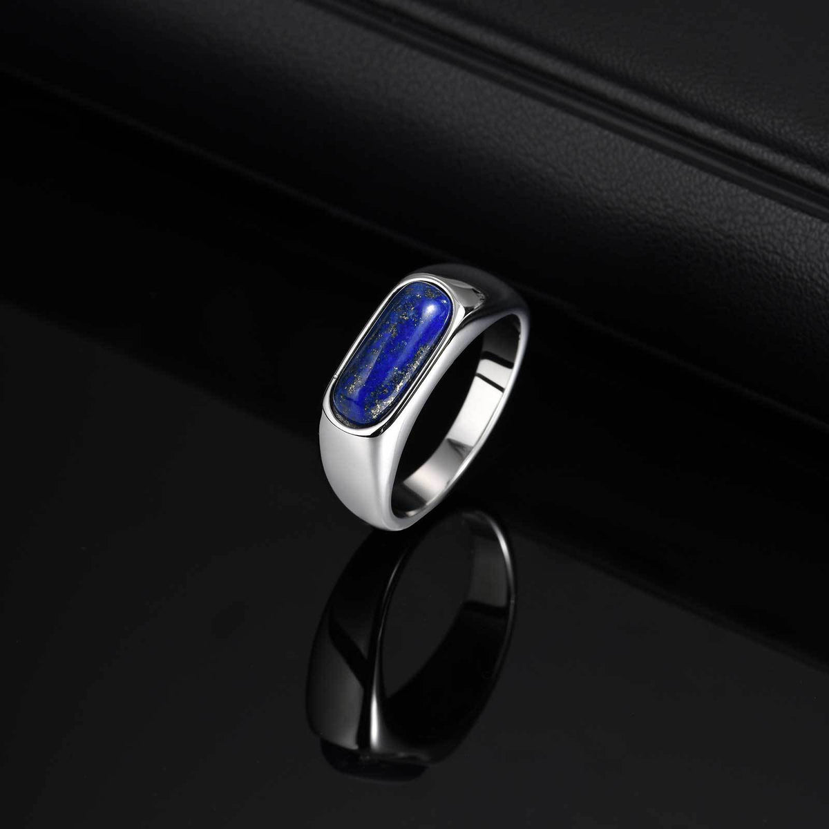 G廠-鈦鋼飾品 歐美時尚男士指環不鏽鋼全光橢圓蛋面青金石戒指「RC-786」25.07-3