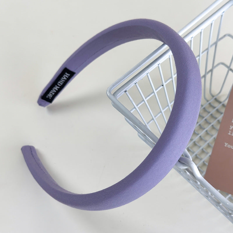 E廠-仙女紫~紫色格子純色髮箍女2025新款外出百搭高顱頂洋氣髮卡頭箍「26883」25.05-1